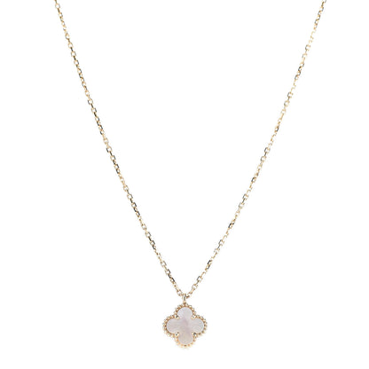 Van Cleef & Arpels 18K Yellow Gold Mother of Pearl Sweet Alhambra Pendant Necklace 1 of 6
