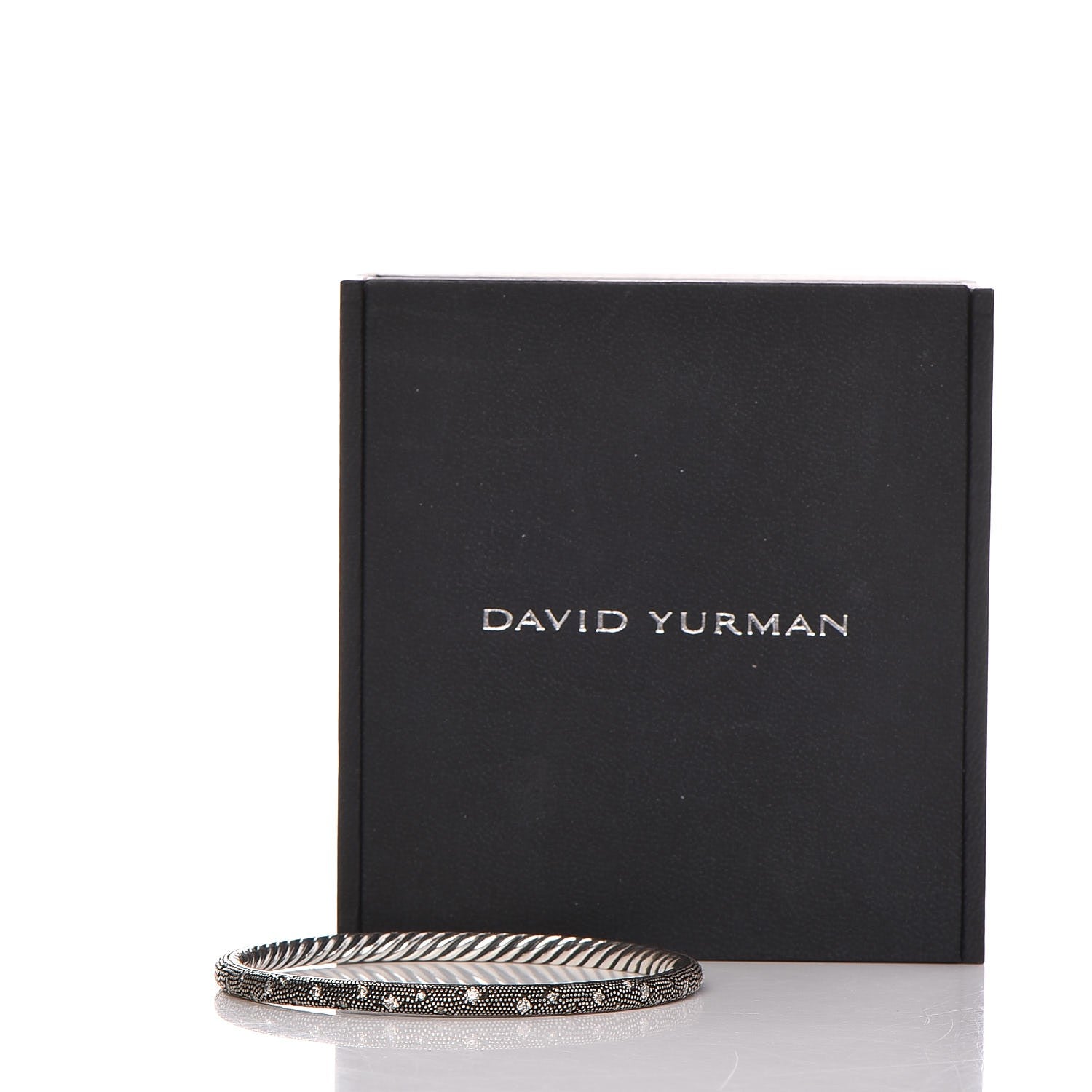 David Yurman Sterling Silver Diamond 4mm Midnight Melange Bangle Bracelet 6 of 6