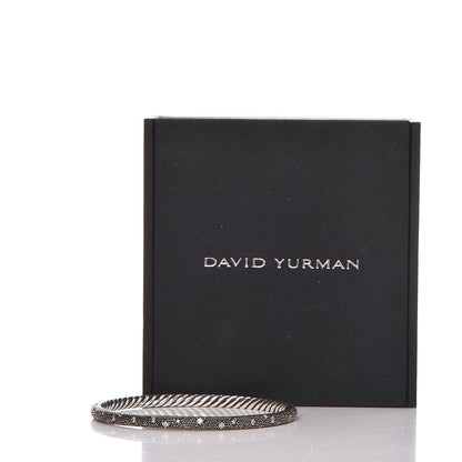 David Yurman Sterling Silver Diamond 4mm Midnight Melange Bangle Bracelet 6 of 6