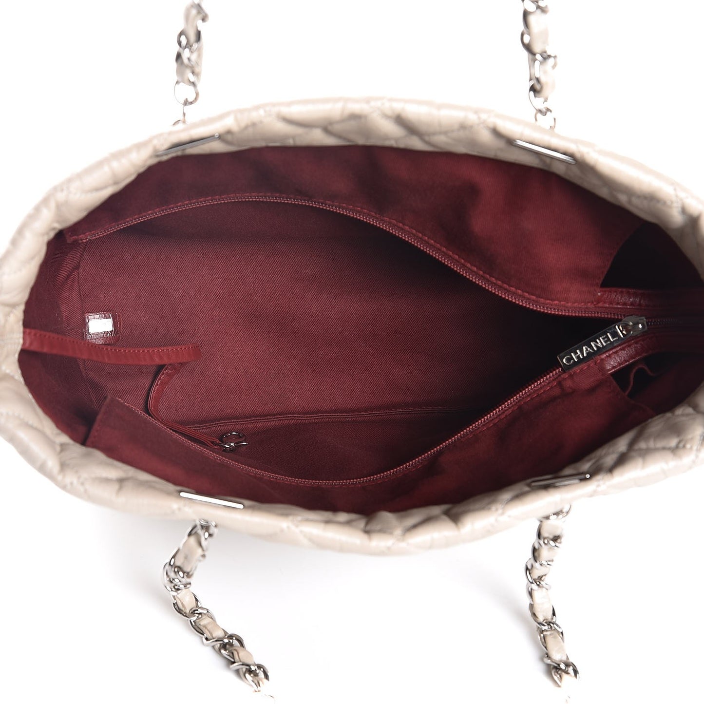 Aged Calfskin Quilted Large Cotton Club Tote Pearl