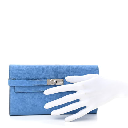 Hermes Epsom Kelly Longue Wallet Bleu Paradis 2 of 8