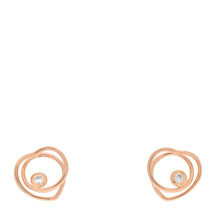 Hermes 18K Rose Gold Diamond TPM Vertige Coeur Earrings 1 of 5