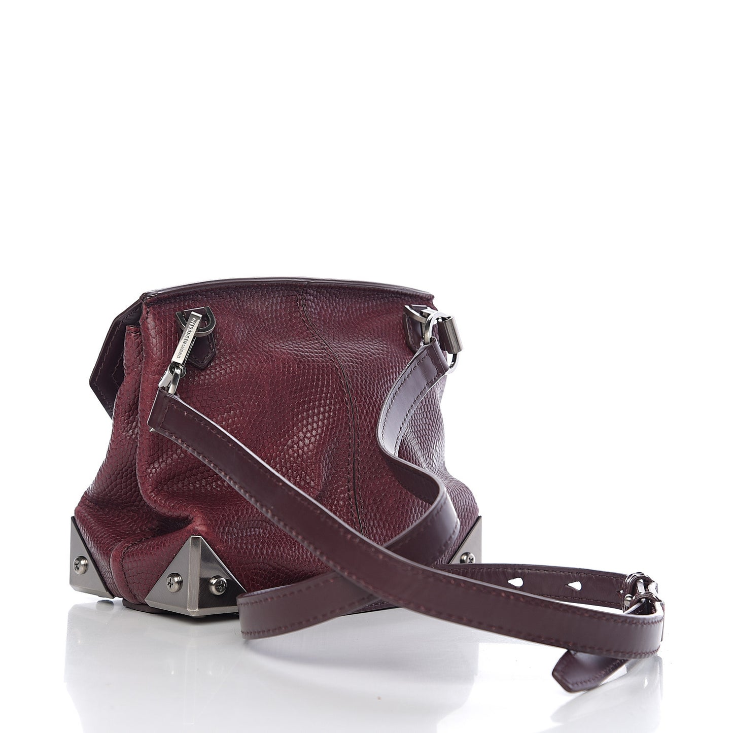 Lizard Calfskin Embossed Small Marion Tote Oxblood Silver Hardware
