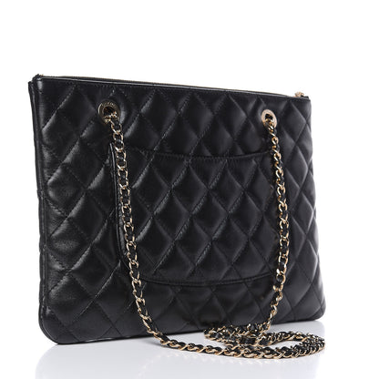 Chanel Shiny Lambskin Quilted Clutch With Chain Black 3 of 10