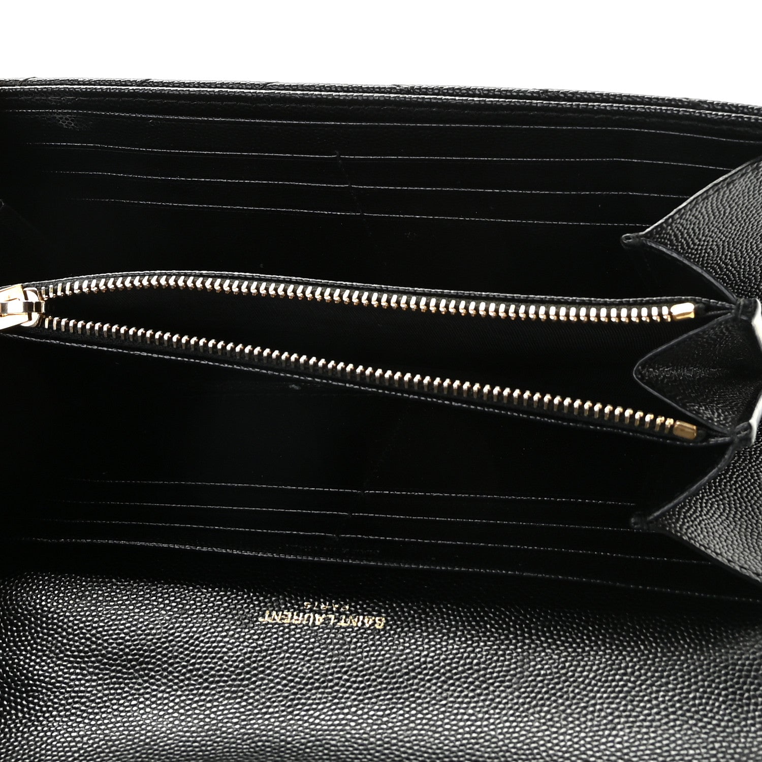 Saint Laurent Grain De Poudre Matelasse Chevron Monogram Flap Wallet Black 5 of 11