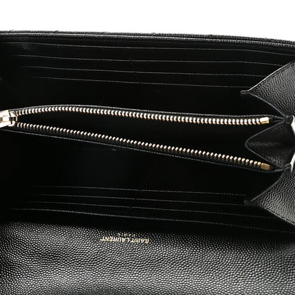Saint Laurent Grain De Poudre Matelasse Chevron Monogram Flap Wallet Black 5 of 11