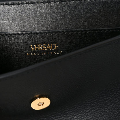 Versace Calfskin Medusa Whipstitch Envelope Clutch Black White 6 of 9
