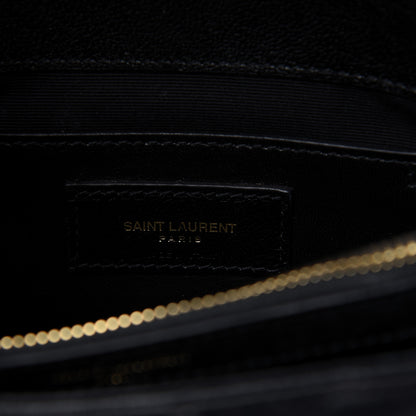 Saint Laurent Sheepskin Matelasse Chevron Monogram Medium College Bag Black 8 of 10