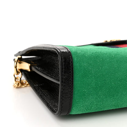 Gucci Suede Patent Web Small Ophidia Chain Shoulder Bag New Shamarock Black 9 of 10