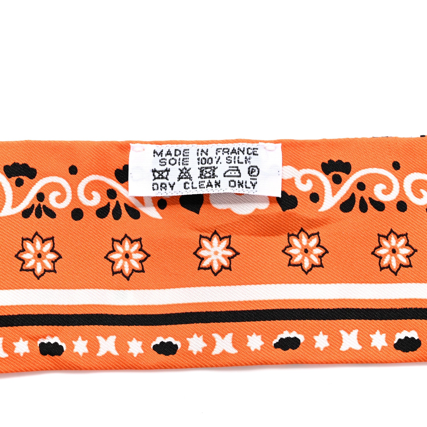 Hermes Silk Peuple Du Vent Bandana Twilly Orange Black White 4 of 4