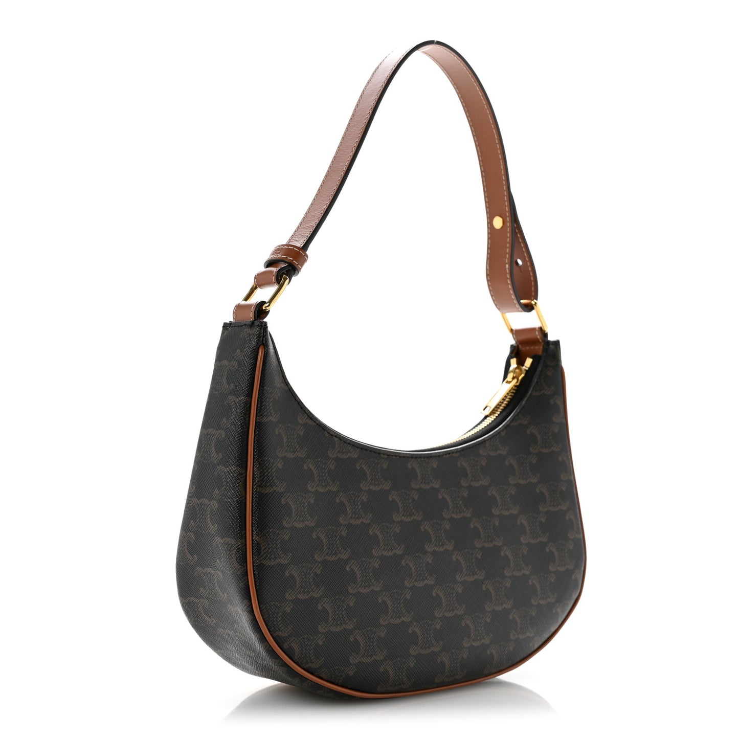 Triomphe Canvas Calfskin Ava Shoulder Bag Tan