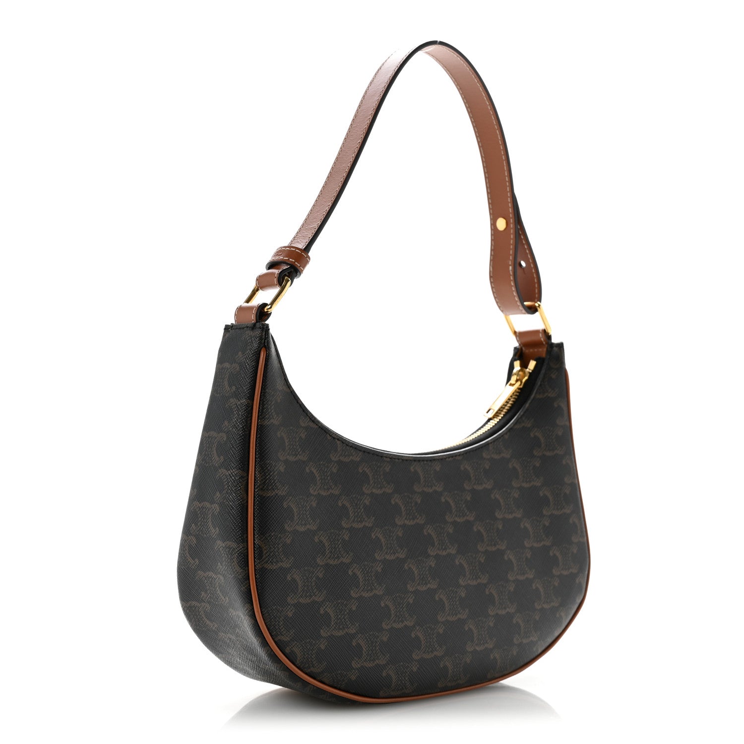 Celine Triomphe Canvas Calfskin Ava Shoulder Bag Tan 3 of 12