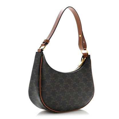 Celine Triomphe Canvas Calfskin Ava Shoulder Bag Tan 3 of 12