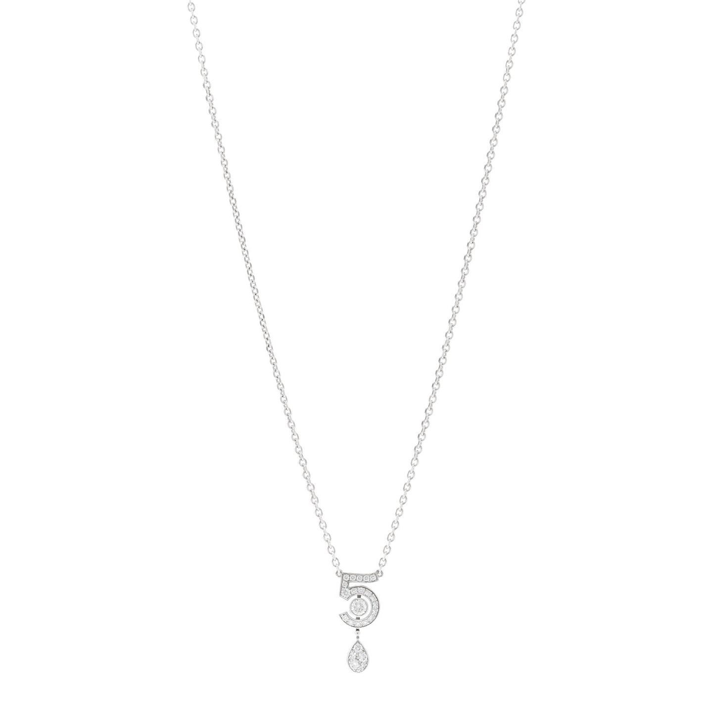 18K White Gold Diamond Eternal No 5 Necklace
