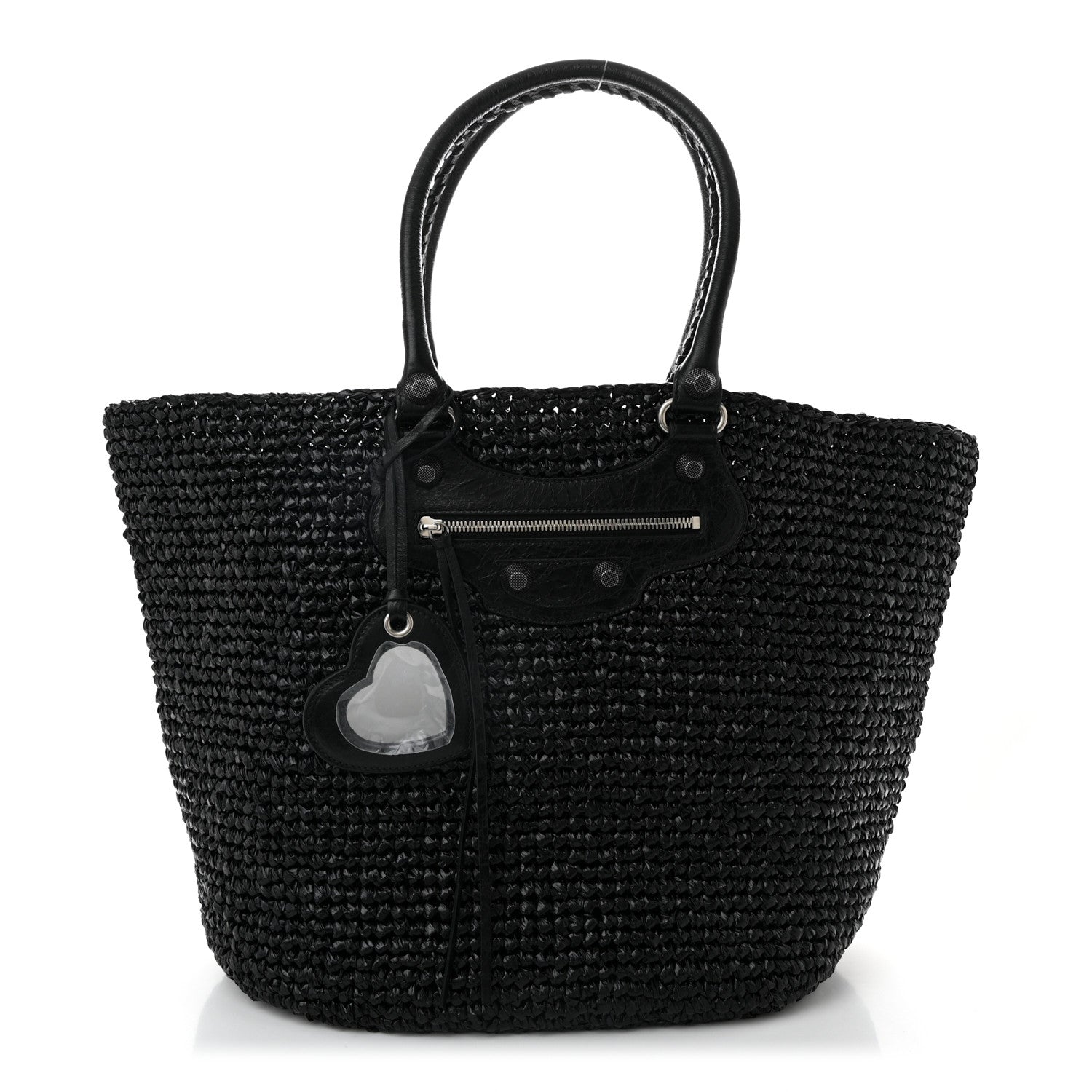 Balenciaga Raffia Woven Large Le Cagole Panier Tote Black 1748299