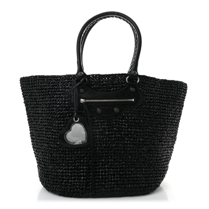 Balenciaga Raffia Woven Large Le Cagole Panier Tote Black 1 of 10