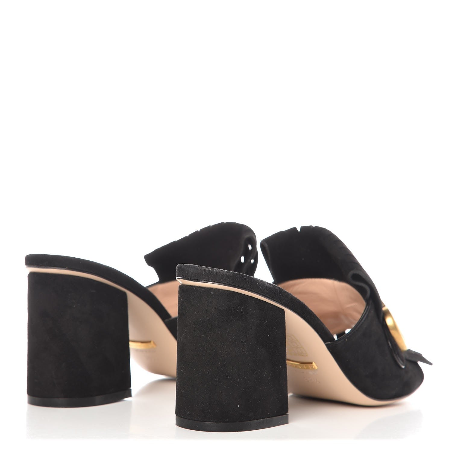Gucci Kid Scamosciato GG Marmont Fringe 75mm Slide Sandals 38.5 Black 4 of 7