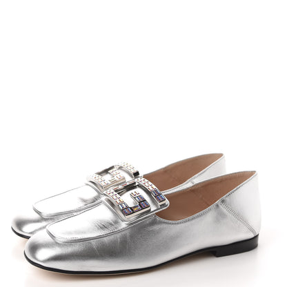 Gucci Metallic Nappa Crystal Square G Madelyn Loafers 37.5 Silver 3 of 11