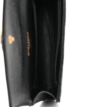 Saint Laurent Grain De Poudre Matelasse Chevron Small Monogram Envelope Wallet Black 4 of 6