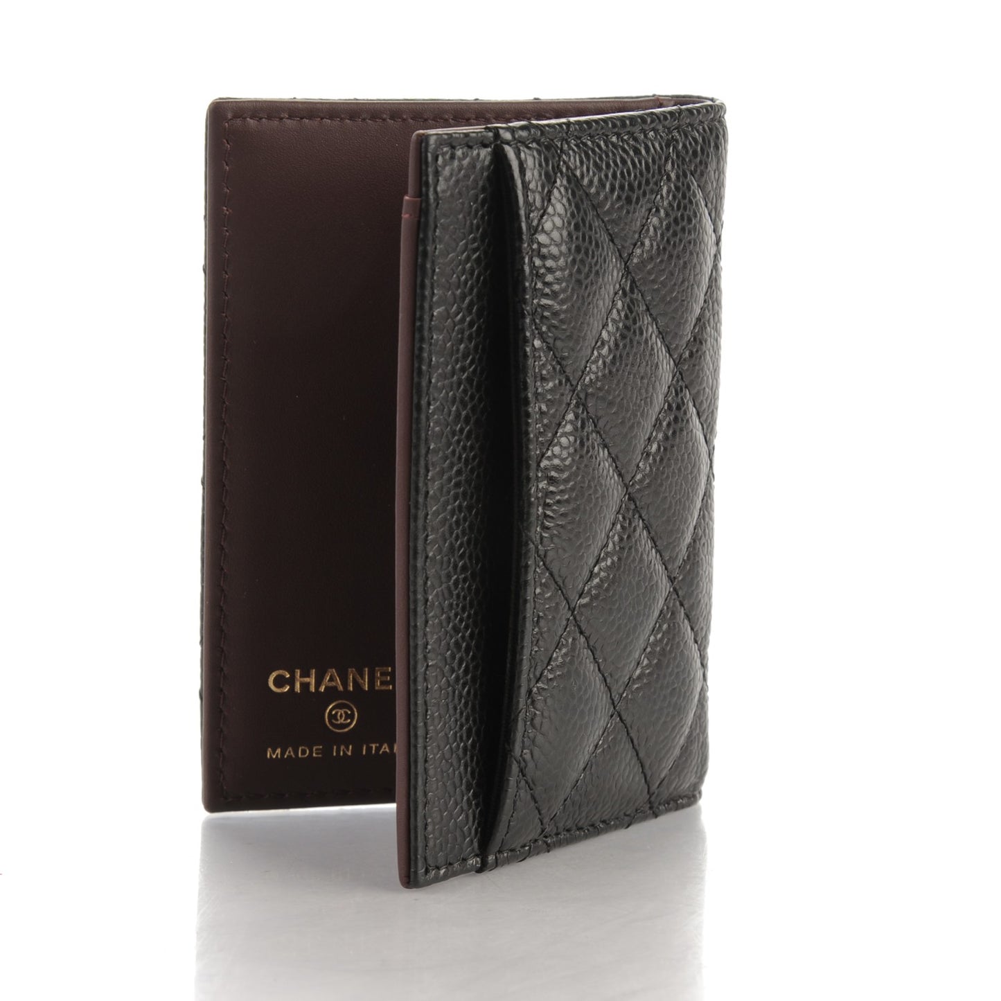 Caviar Quilted Card Holder Wallet Black