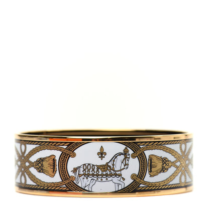 Hermes Enamel Printed Wide Grand Apparat Bracelet 70 White 1 of 6
