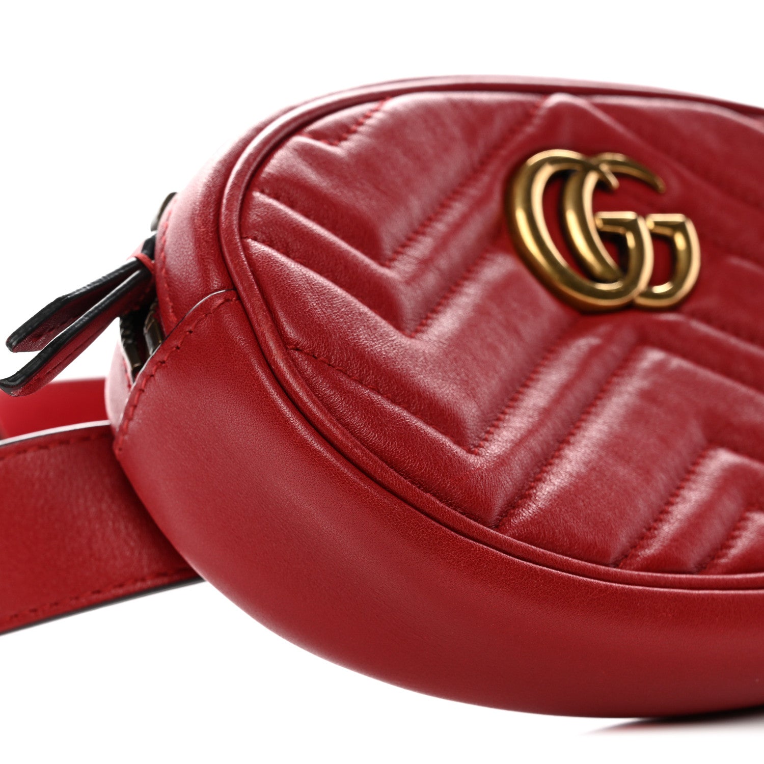 Gucci Calfskin Matelasse GG Marmont Belt Bag 85 34 Hibiscus Red 16 of 25