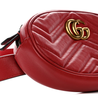 Gucci Calfskin Matelasse GG Marmont Belt Bag 85 34 Hibiscus Red 16 of 25
