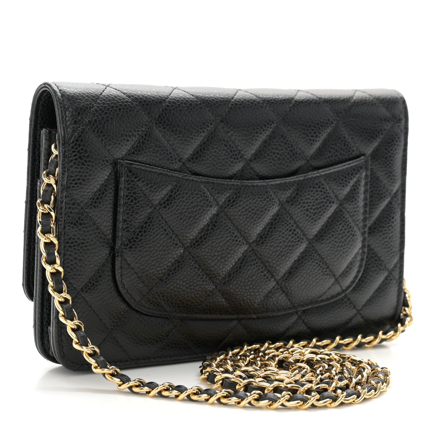 Caviar Quilted Wallet on Chain WOC Black