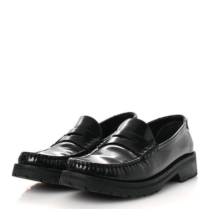 Saint Laurent Glazed Calfskin Chunky Le Loafer Penny Slippers 39 Black 4 of 12