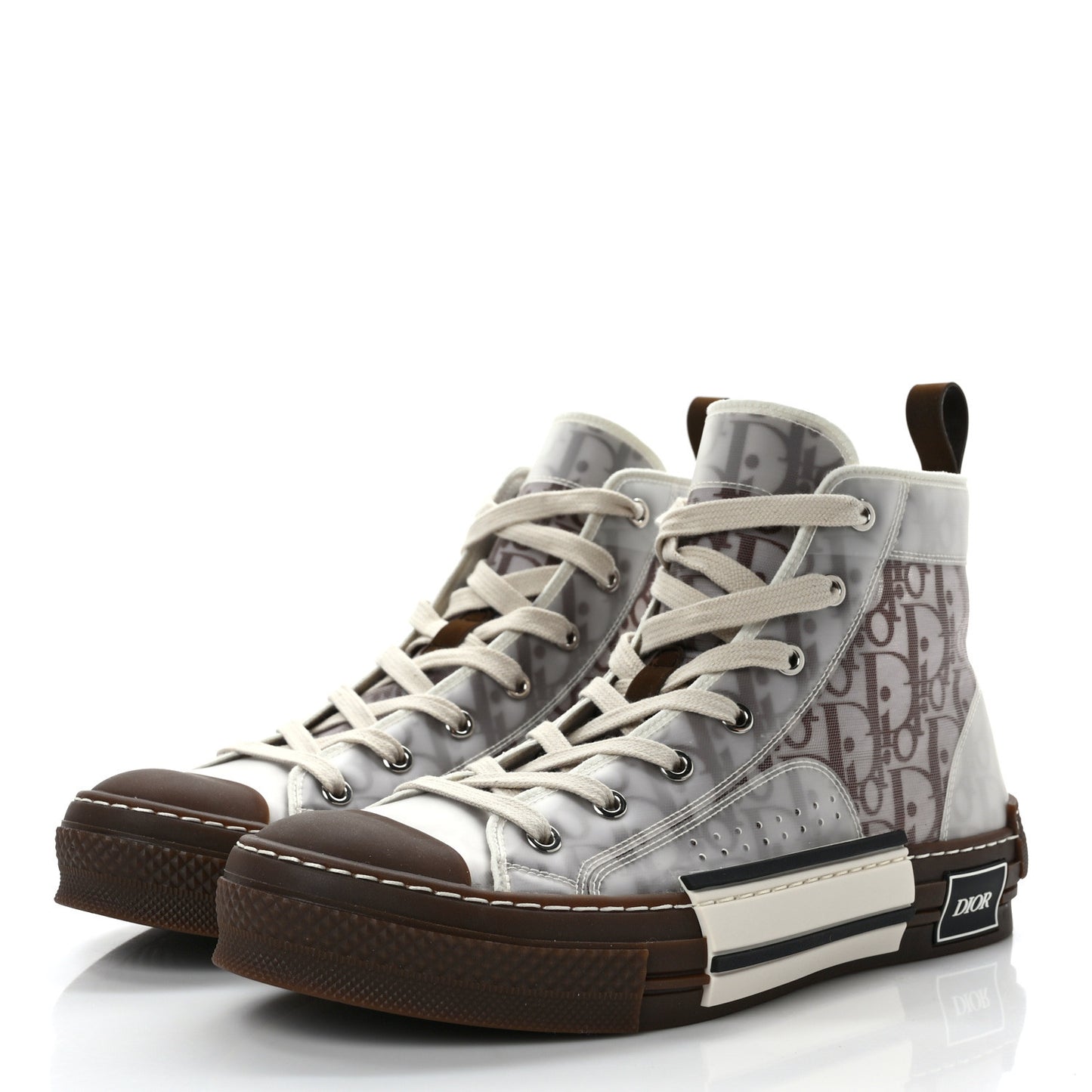 Technical Canvas Oblique Mens B23 High Top Sneakers 42 Brown Beige