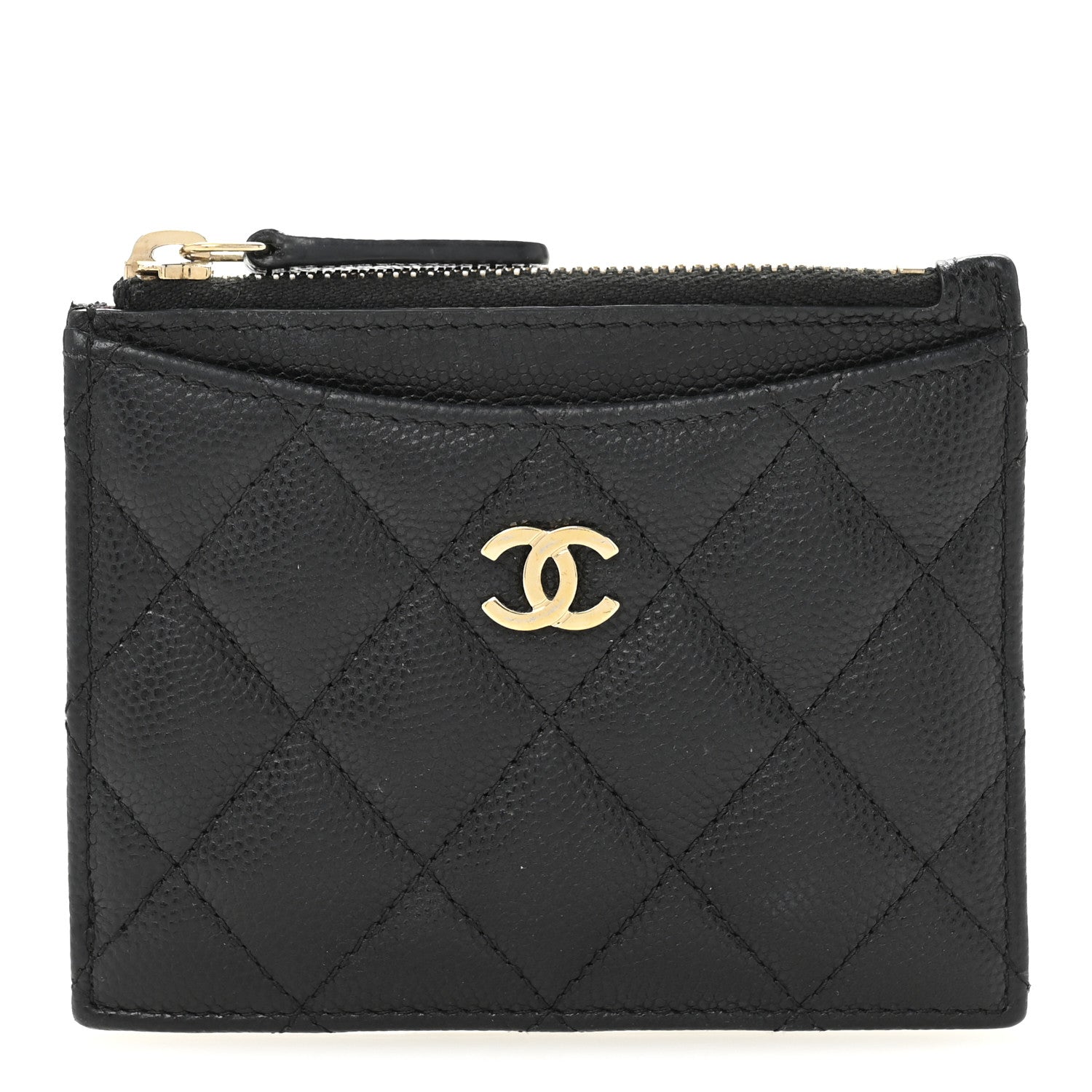 Chanel Caviar Quilted CC Zip Card Holder Black 1 of 10