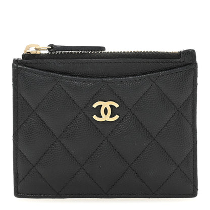 Chanel Caviar Quilted CC Zip Card Holder Black 1 of 10