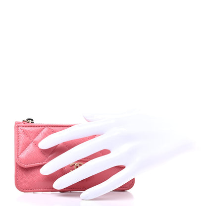Chanel Caviar Quilted Flap Zip Card Holder Pink 2 of 8