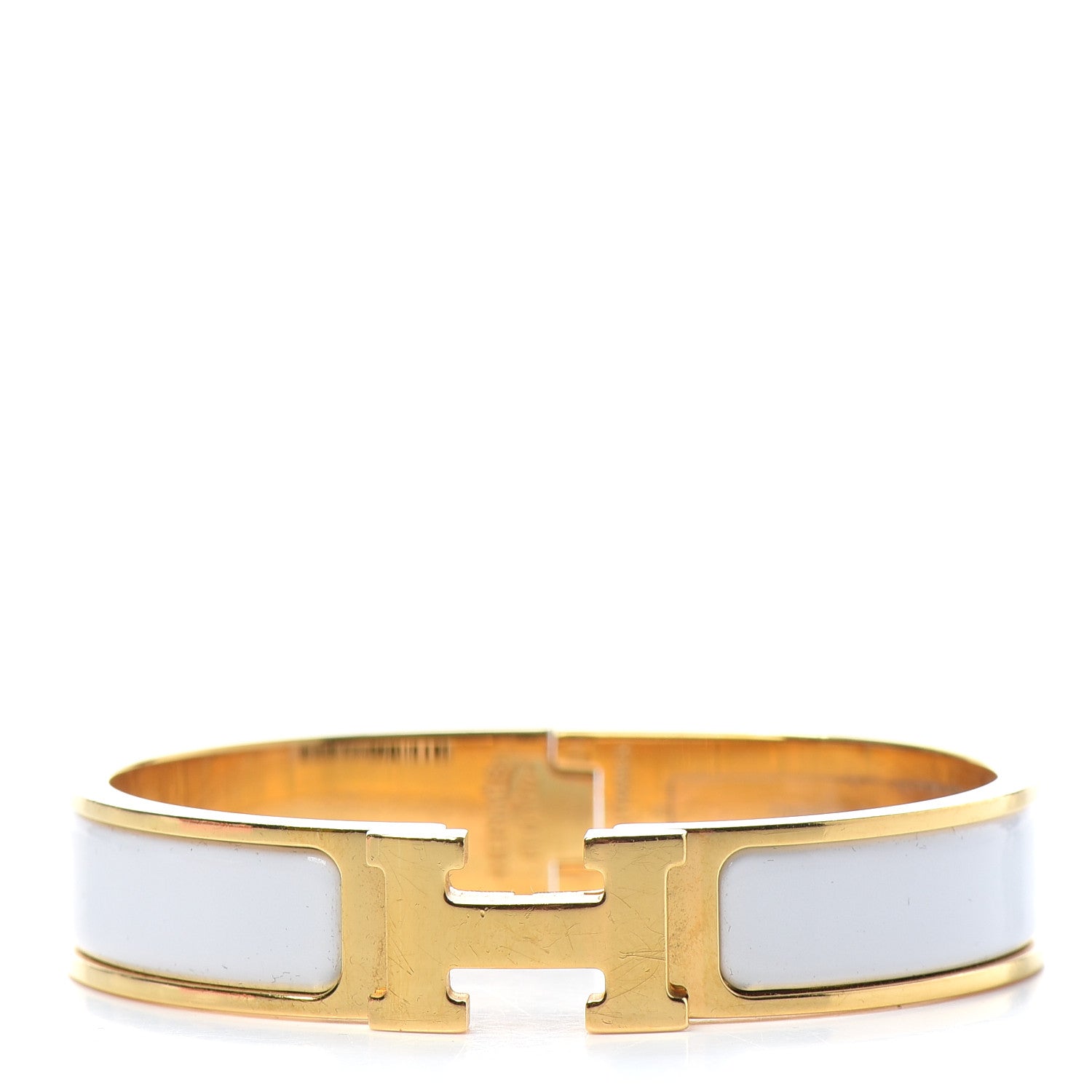 Hermes Enamel Narrow Clic Clac H Bracelet PM White 1 of 4