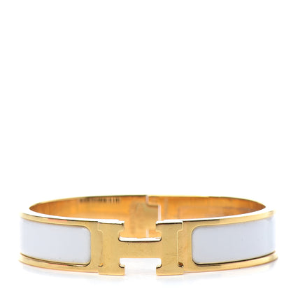 Hermes Enamel Narrow Clic Clac H Bracelet PM White 1 of 4