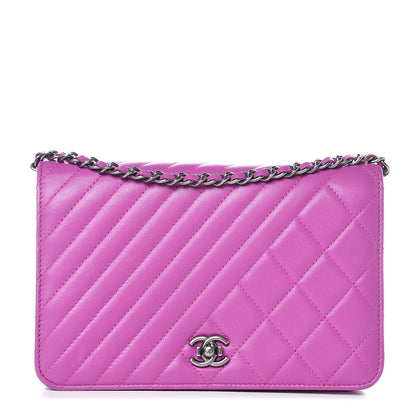 Chanel Lambskin Quilted Coco Boy Wallet On Chain WOC Fuchsia 1 of 11