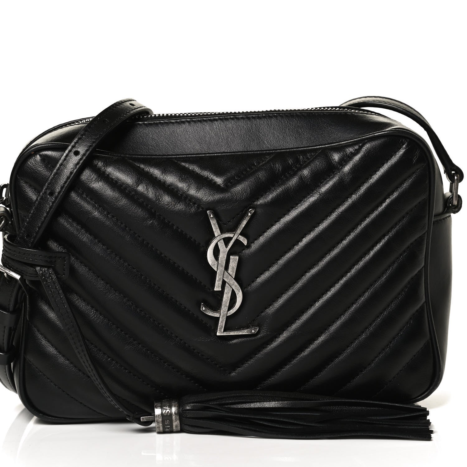 Saint Laurent Calfskin Matelasse Monogram Lou Camera Bag Black 8 of 13