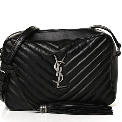 Saint Laurent Calfskin Matelasse Monogram Lou Camera Bag Black 8 of 13