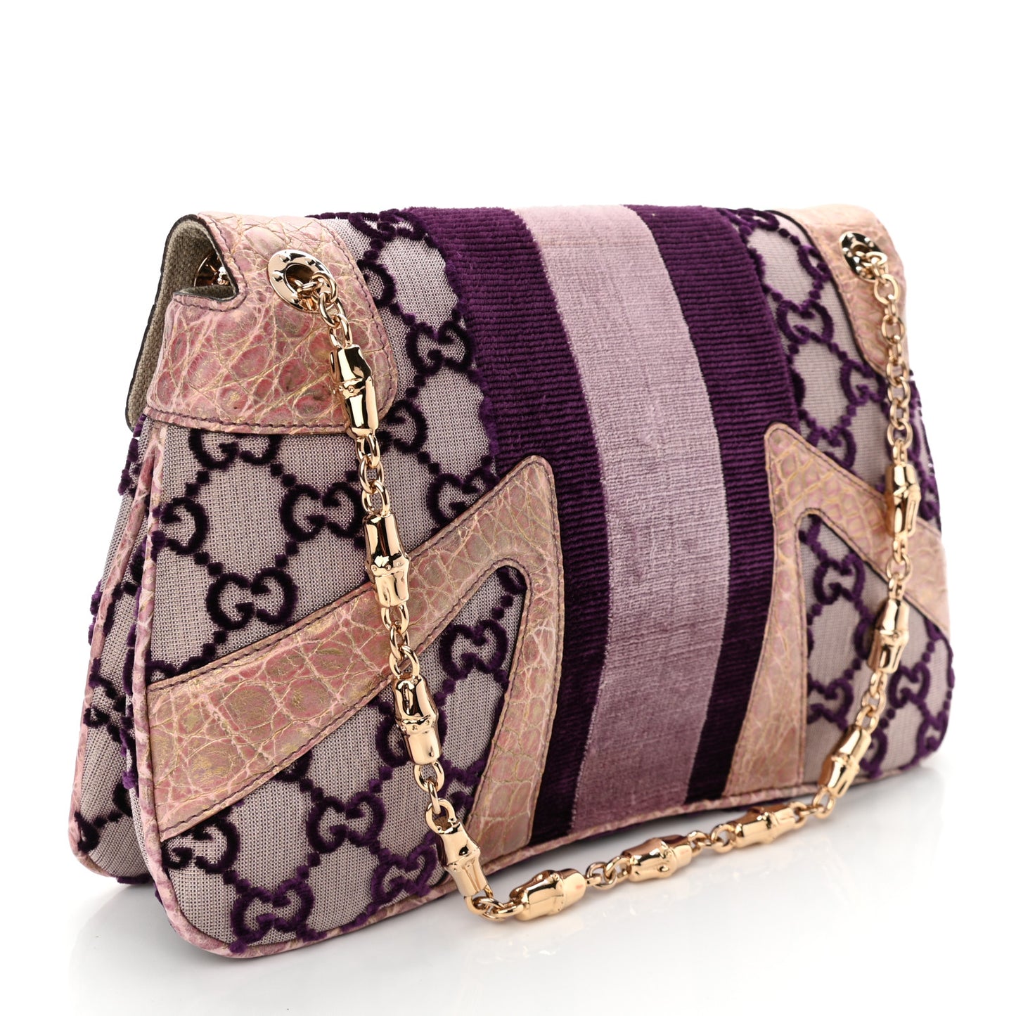 Velvet Monogram Crocodile Tom Ford Jeweled Dragon Shoulder Bag Purple Pink