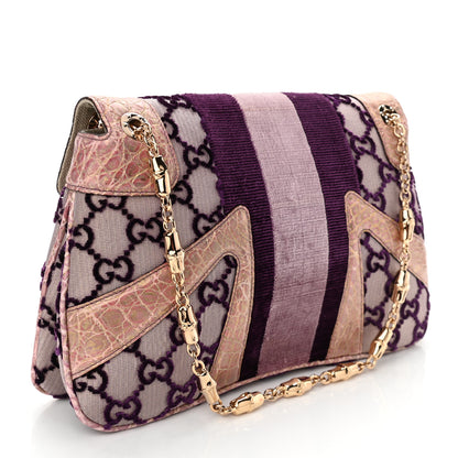 Gucci Velvet Monogram Crocodile Tom Ford Jeweled Dragon Shoulder Bag Purple Pink 3 of 10