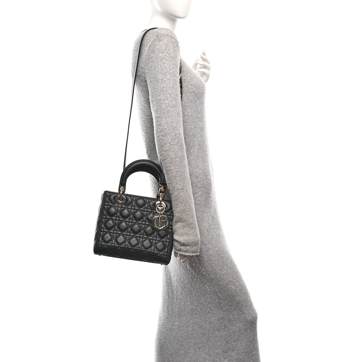 Lambskin Cannage Medium Lady Dior Black