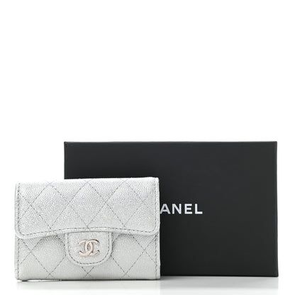 Chanel Metallic Caviar Quilted Classic 4 Key Holder Wallet Silver 10 of 10