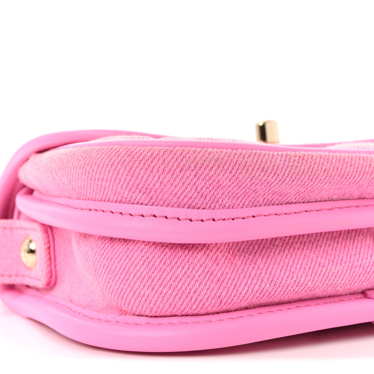 Denim Quilted Mini Messenger Flap Neon Pink