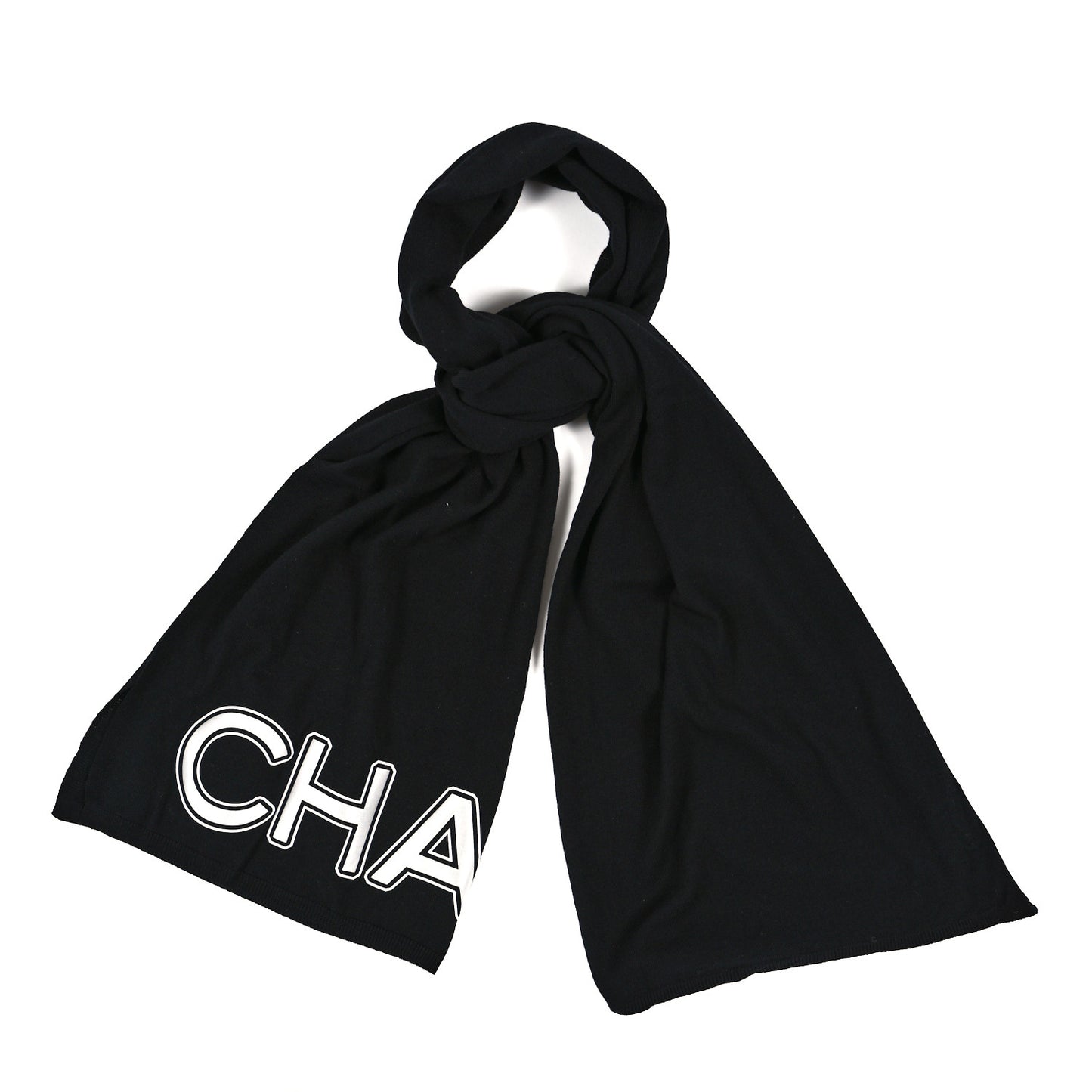 Wool Logo Scarf Black White