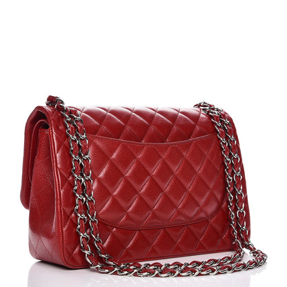 Chanel Caviar Quilted Jumbo Double Flap Red 3 of 11