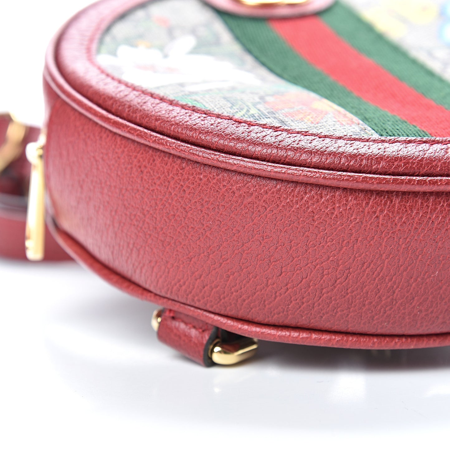 GG Supreme Monogram Web Flora Mini Ophidia Round Backpack Red