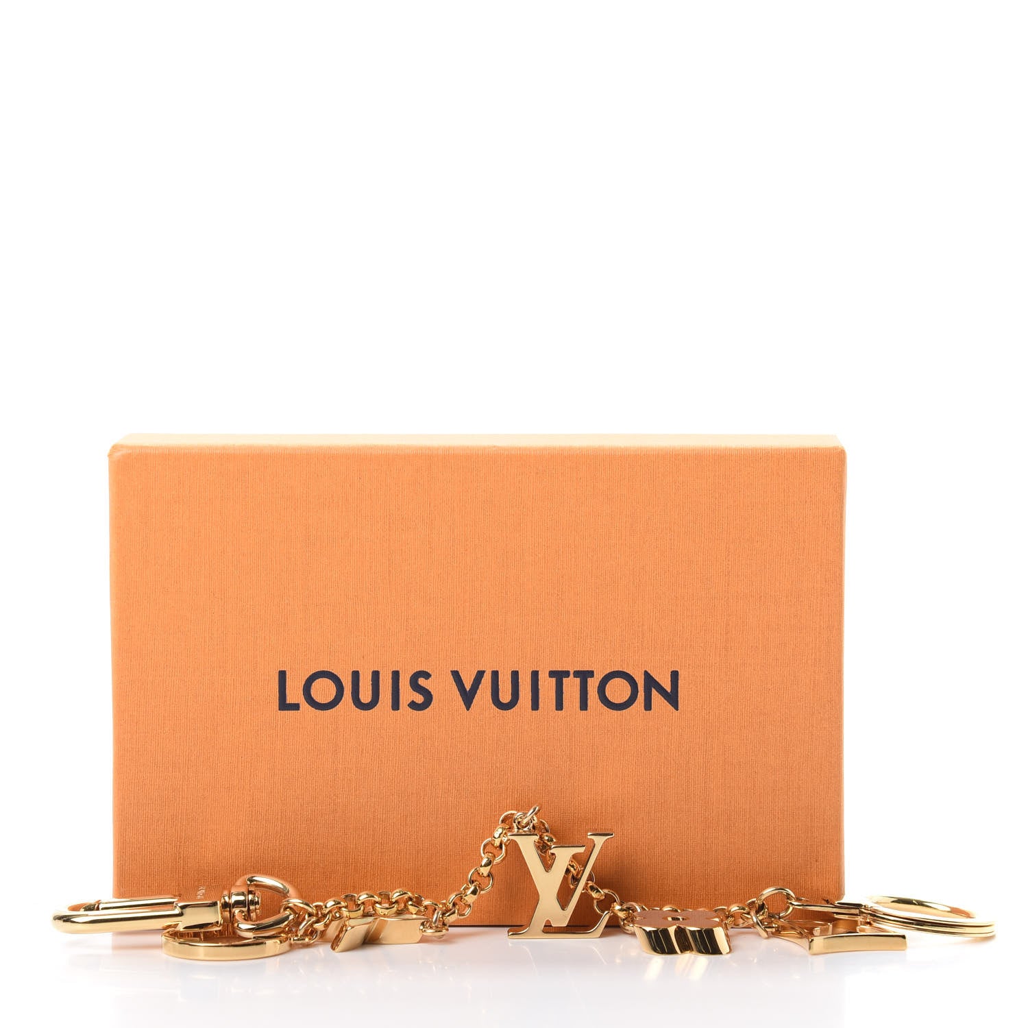 Louis Vuitton Brass Enamel Fleur De Monogram Bag Charm Chain Gold 5 of 5