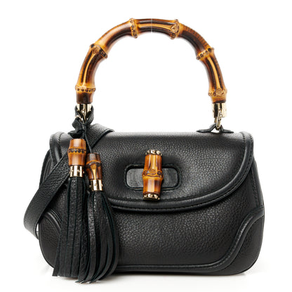 Gucci Cellarius Calfskin Medium New Bamboo Top Handle Bag Black 1 of 11