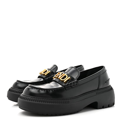 Fendi Vitello Abrasivato Fendigraphy 50mm Loafers 40.5 Black 4 of 9