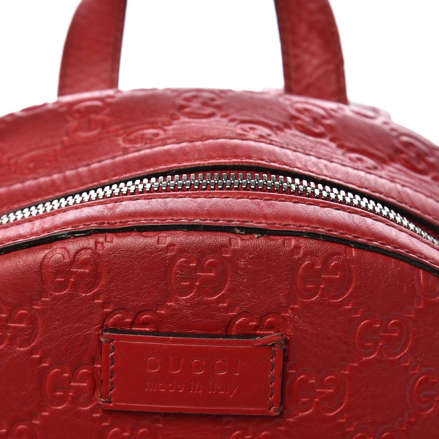 Gucci Guccissima Signature Small Day Backpack Hibiscus Red 14 of 20